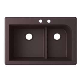 QZ03322LD.170-2C 33-in D x 22-in W x 9.5-in H Granite Dual Mount Double Bowl Kitchen Sink with 2-Hole in Espresso