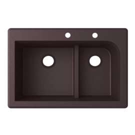 33-in D x 22-in W x 9.5-in H Granite Dual Mount Double Bowl Kitchen Sink with 2-Hole in Espresso