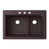 QZ03322LD.170-3B 33-in D x 22-in W x 9.5-in H Granite Dual Mount Double Bowl Kitchen Sink with 3-Hole in Espresso
