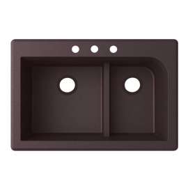 QZ03322LD.170-3B 33-in D x 22-in W x 9.5-in H Granite Dual Mount Double Bowl Kitchen Sink with 3-Hole in Espresso
