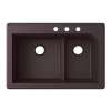 QZ03322LD.170-3C 33-in D x 22-in W x 9.5-in H Granite Dual Mount Double Bowl Kitchen Sink with 3-Hole in Espresso