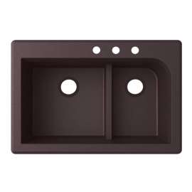QZ03322LD.170-3C 33-in D x 22-in W x 9.5-in H Granite Dual Mount Double Bowl Kitchen Sink with 3-Hole in Espresso