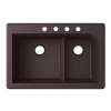QZ03322LD.170-4B 33-in D x 22-in W x 9.5-in H Granite Dual Mount Double Bowl Kitchen Sink with 4-Hole in Espresso