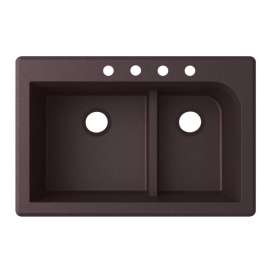 QZ03322LD.170-4B 33-in D x 22-in W x 9.5-in H Granite Dual Mount Double Bowl Kitchen Sink with 4-Hole in Espresso