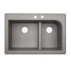 33-in D x 22-in W x 9.5-in H Granite Dual Mount Double Bowl Kitchen Sink with 2-Hole in Metallico