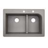 QZ03322LD.173-2D 33-in D x 22-in W x 9.5-in H Granite Dual Mount Double Bowl Kitchen Sink with 2-Hole in Metallico