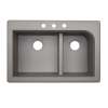 QZ03322LD.173-3B 33-in D x 22-in W x 9.5-in H Granite Dual Mount Double Bowl Kitchen Sink with 3-Hole in Metallico