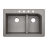 QZ03322LD.173-4B 33-in D x 22-in W x 9.5-in H Granite Dual Mount Double Bowl Kitchen Sink with 4-Hole in Metallico
