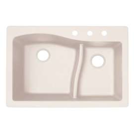 33-in D x 22-in W x 5.625-in H Granite Dual Mount Double Bowl Kitchen Sink with 3-Hole in Granito