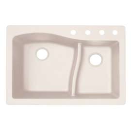 33-in D x 22-in W x 5.625-in H Granite Dual Mount Double Bowl Kitchen Sink with 4-Hole in Granito