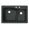 QZ03322LS.077-2B 33-in D x 22-in W x 5.625-in H Granite Dual Mount Double Bowl Kitchen Sink with 2-Hole in Nero