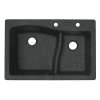33-in D x 22-in W x 5.625-in H Granite Dual Mount Double Bowl Kitchen Sink with 2-Hole in Nero
