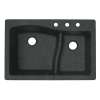 33-in D x 22-in W x 5.625-in H Granite Dual Mount Double Bowl Kitchen Sink with 3-Hole in Nero