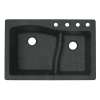 33-in D x 22-in W x 5.625-in H Granite Dual Mount Double Bowl Kitchen Sink with 4-Hole in Nero