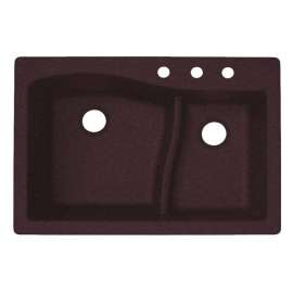 33-in D x 22-in W x 5.625-in H Granite Dual Mount Double Bowl Kitchen Sink with 3-Hole in Espresso