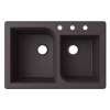 QZ03322RC.077-3 33-in D x 22-in W x 9.563-in H Granite Dual Mount Double Bowl Kitchen Sink with 3-Hole in Nero