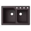 33-in D x 22-in W x 9.563-in H Granite Dual Mount Double Bowl Kitchen Sink with 4-Hole in Nero
