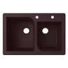 QZ03322RC.170-2B 33-in D x 22-in W x 9.563-in H Granite Dual Mount Double Bowl Kitchen Sink with 2-Hole in Espresso