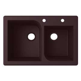 QZ03322RC.170-2B 33-in D x 22-in W x 9.563-in H Granite Dual Mount Double Bowl Kitchen Sink with 2-Hole in Espresso