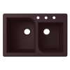 QZ03322RC.170-3 33-in D x 22-in W x 9.563-in H Granite Dual Mount Double Bowl Kitchen Sink with 3-Hole in Espresso