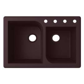 33-in D x 22-in W x 9.563-in H Granite Dual Mount Double Bowl Kitchen Sink with 4-Hole in Espresso