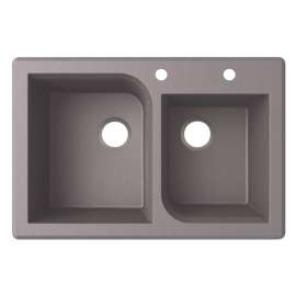 QZ03322RC.173-2B 33-in D x 22-in W x 9.563-in H Granite Dual Mount Double Bowl Kitchen Sink with 2-Hole in Metallico
