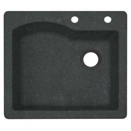 25-in D x 22-in W x 9.5-in H Granite Dual Mount Single Bowl Kitchen Sink with 2-Hole in Nero