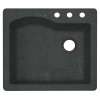 25-in D x 22-in W x 9.5-in H Granite Dual Mount Single Bowl Kitchen Sink with 3-Hole in Nero