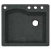 25-in D x 22-in W x 9.5-in H Granite Dual Mount Single Bowl Kitchen Sink with 4-Hole in Nero