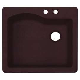 QZ02522SB.170-2B 25-in D x 22-in W x 9.5-in H Granite Dual Mount Single Bowl Kitchen Sink with 2-Hole in Espresso