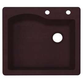 25-in D x 22-in W x 9.5-in H Granite Dual Mount Single Bowl Kitchen Sink with 2-Hole in Espresso