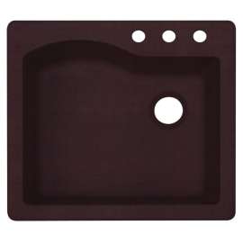 25-in D x 22-in W x 9.5-in H Granite Dual Mount Single Bowl Kitchen Sink with 3-Hole in Espresso