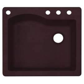 25-in D x 22-in W x 9.5-in H Granite Dual Mount Single Bowl Kitchen Sink with 4-Hole in Espresso