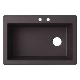 33-in W x 22-in D x 9.5-in H Granite Dual Mount Single Bowl Kitchen Sink with 2-Hole in Nero