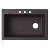 33-in W x 22-in D x 9.5-in H Granite Dual Mount Single Bowl Kitchen Sink with 3-Hole in Nero