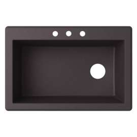 33-in W x 22-in D x 9.5-in H Granite Dual Mount Single Bowl Kitchen Sink with 3-Hole in Nero