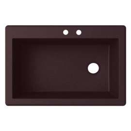 33-in W x 22-in D x 9.5-in H Granite Dual Mount Single Bowl Kitchen Sink with 2-Hole in Espresso