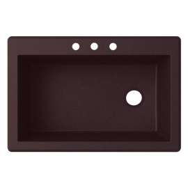 33-in W x 22-in D x 9.5-in H Granite Dual Mount Single Bowl Kitchen Sink with 3-Hole in Espresso