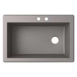 33-in W x 22-in D x 9.5-in H Granite Dual Mount Single Bowl Kitchen Sink with 2-Hole in Metallico