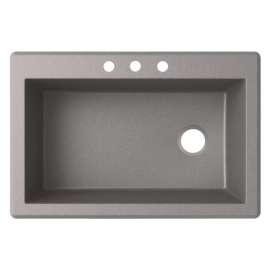 33-in W x 22-in D x 9.5-in H Granite Dual Mount Single Bowl Kitchen Sink with 3-Hole in Metallico