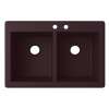 33-in D x 22-in W x 9.563-in H Granite Dual Mount Double Bowl Kitchen Sink with 2-Hole in Espresso