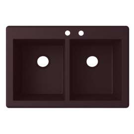 33-in D x 22-in W x 9.563-in H Granite Dual Mount Double Bowl Kitchen Sink with 2-Hole in Espresso