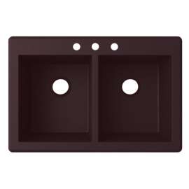 33-in D x 22-in W x 9.563-in H Granite Dual Mount Double Bowl Kitchen Sink with 3-Hole in Espresso