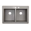 33-in D x 22-in W x 9.563-in H Granite Dual Mount Double Bowl Kitchen Sink with 2-Hole in Metallico