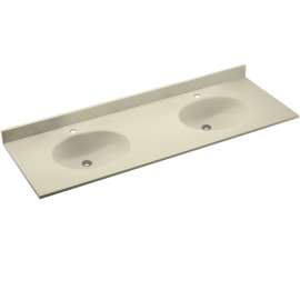 Chesapeake CH2B2261-037 Solid Surface 61-in x 22-in Integral Double Sink Bathroom Vanity Top in Bone