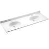 Solid Surface 73-in x 22-in Integral Double Sink Bathroom Vanity Top in White