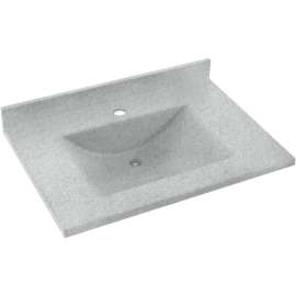 Composite 25-in x 22-in Integral Single Sink Bathroom Vanity Top in Tahiti Gray