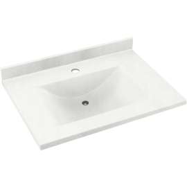 Composite 31-in x 22-in Integral Single Sink Bathroom Vanity Top in Tahiti White