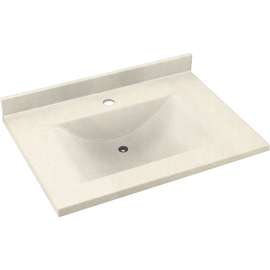 Composite 37-in x 22-in Integral Single Sink Bathroom Vanity Top in Pebble