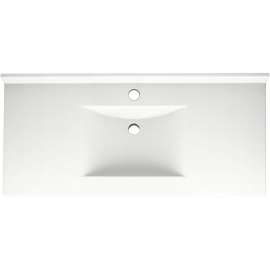 Composite 43-in x 22-in Integral Single Sink Bathroom Vanity Top in Tahiti White
